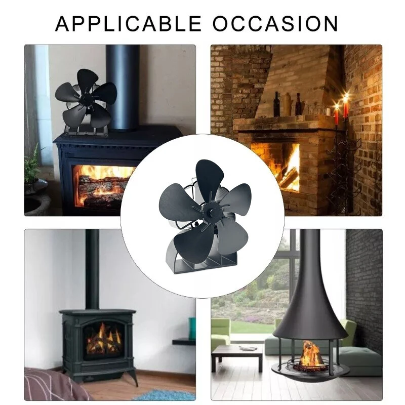 (image for) DY565J Energy Saving Fireplace Fan 5 Blade Fireplace Quiet SafeHeat Powered Stove Fan Log Wood Burner Eco Friendly Fan